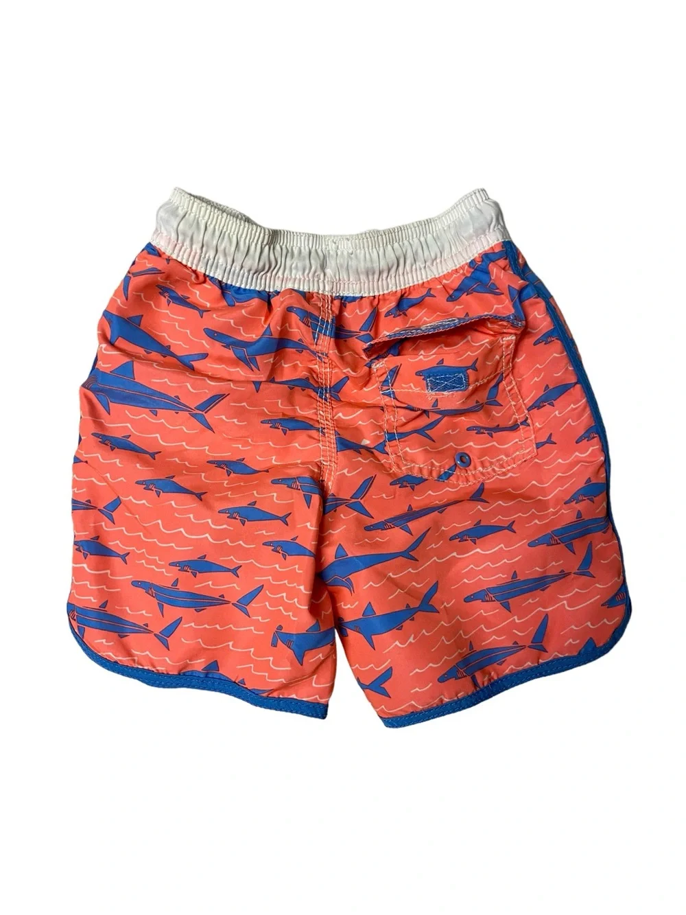 OshKosh B'gosh Coral Swim Trunks with Blue Shark Print